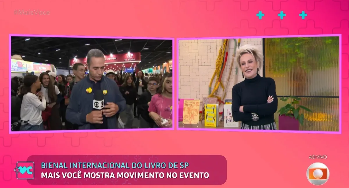 Ana Maria Braga se diverte com pintinhos amarelos no Mais Você
