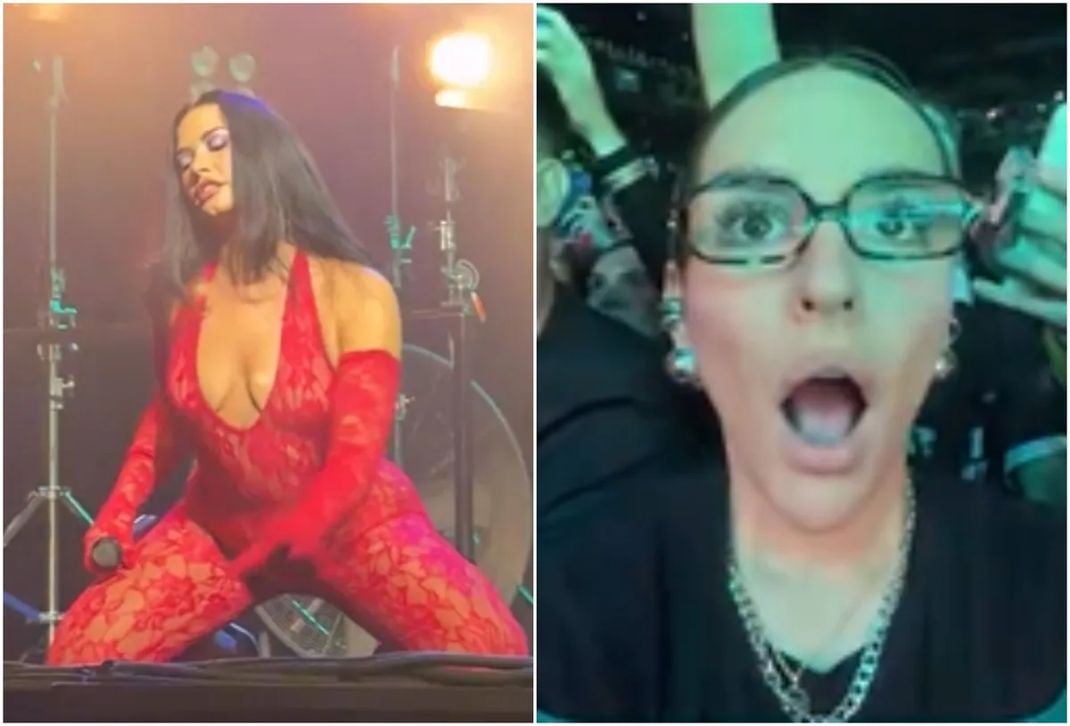 Kéfera registra reação a momentos sensuais de Demi Lovato em São Paulo