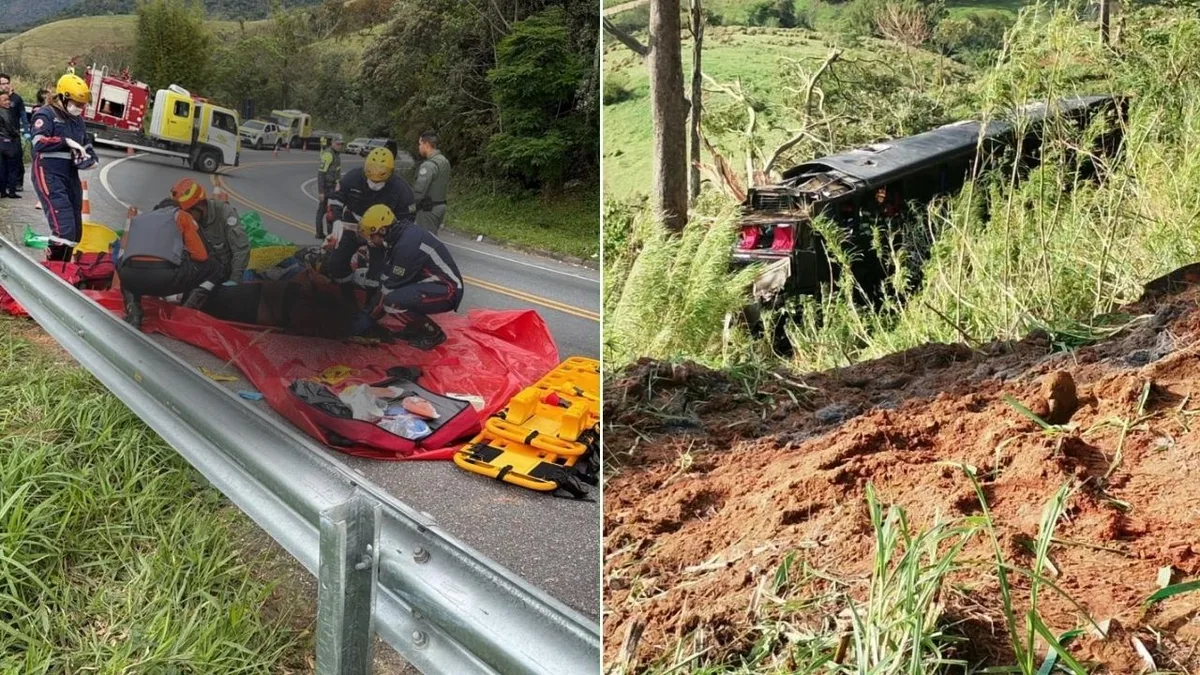 Cinco morrem após ônibus cair em ribanceira na Rodovia Doutor Avelino Júnior