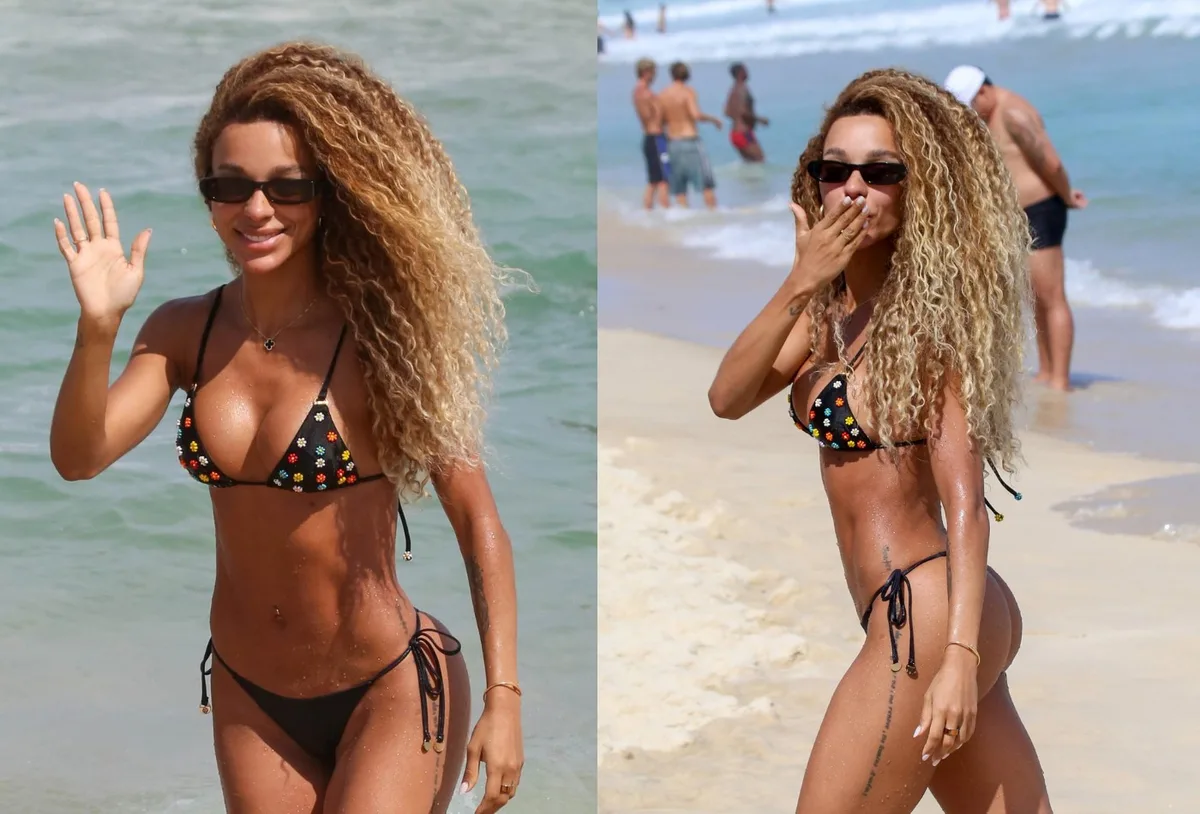 Brunna Gonçalves aproveita dia de praia no Rio ao lado de amigos