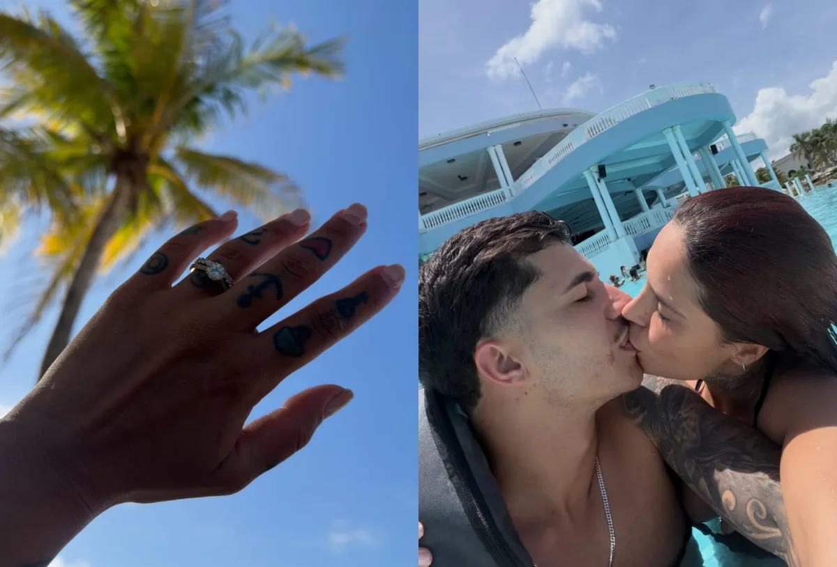 Tati Zaqui revela aliança após noivado durante viagem à Jamaica