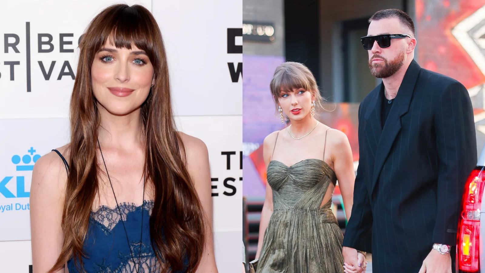 Dakota Johnson comenta parceria com Taylor Swift e cita fotos do casamento