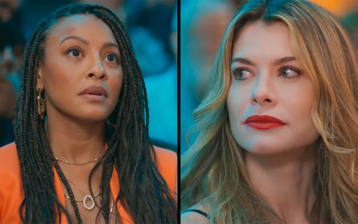 Bela encontra Samuca com Vanessa durante dia de praia em família