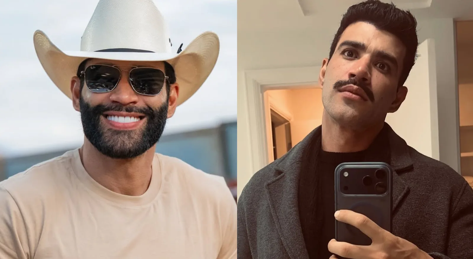Bigode de Gusttavo Lima confunde fãs em selfie com novo visual
