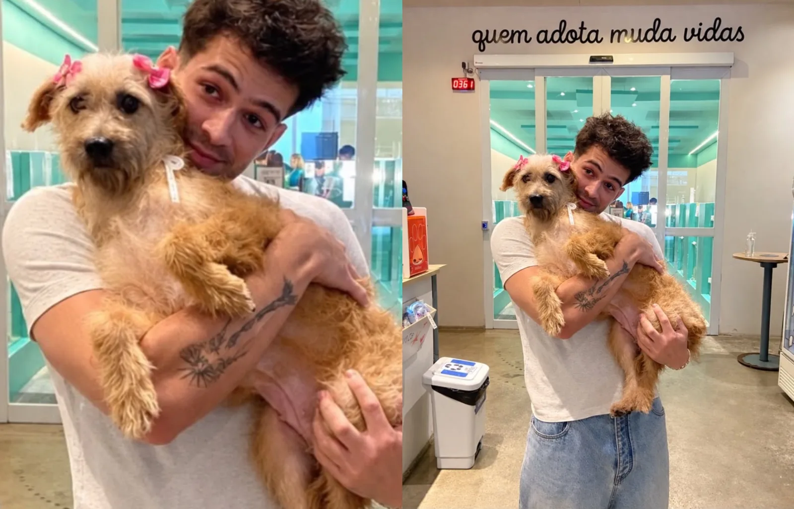 João Guilherme leva cachorrinha resgatada para casa e muda seu nome