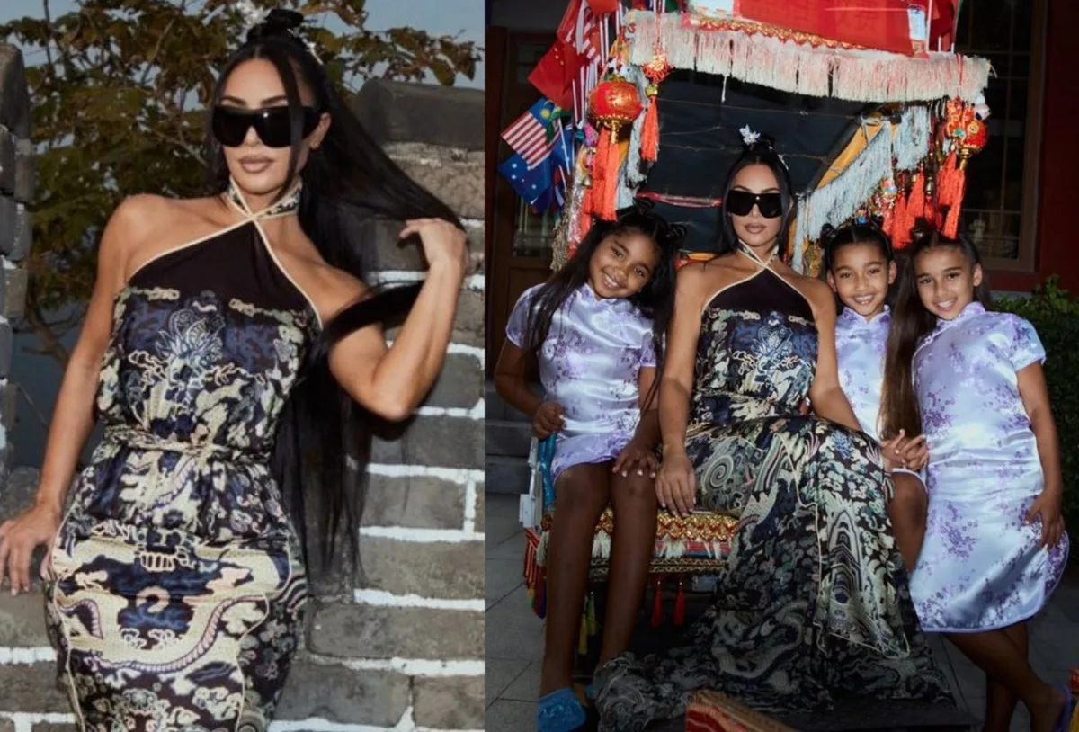 Kim Kardashian compartilha fotos de viagem à China com a família