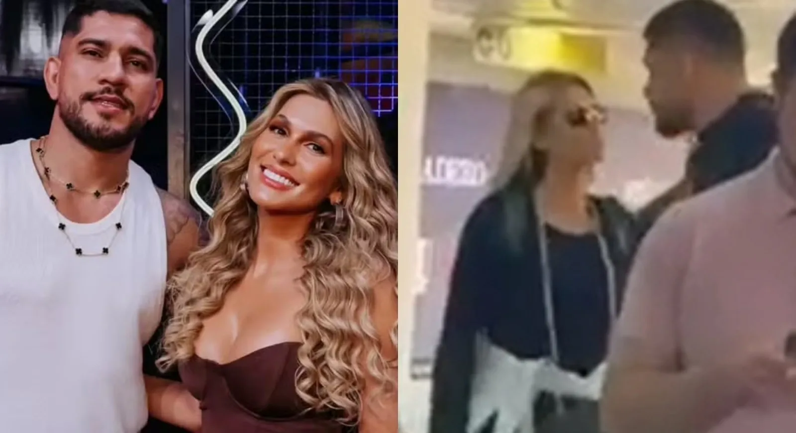 Lívia Andrade e Alex Pereira são filmados durante desembarque em Foz do Iguaçu