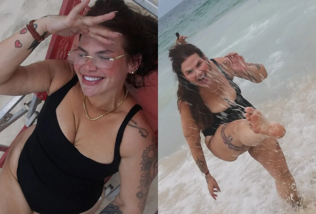 Thais Carla visita a Escadaria de Selarón e se diverte no mar do Rio