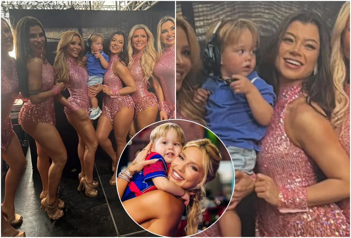 Filho de Virginia Fonseca tieta bailarinas de Leonardo durante show
