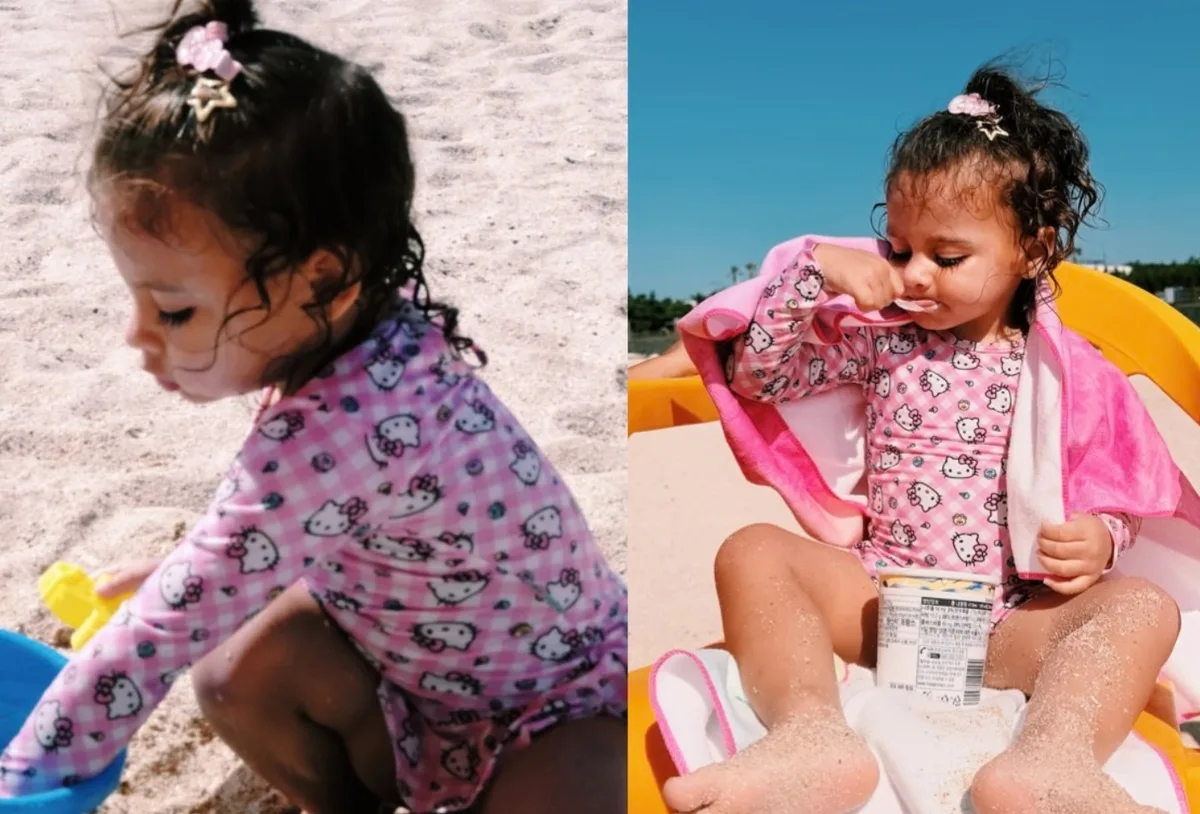 Amanda Kimberlly mostra dia de praia com a filha Helena em Jeju