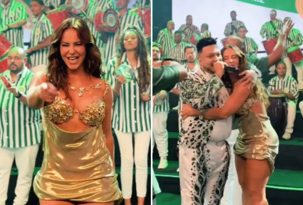 Paolla Oliveira é recebida com festa na quadra da Imperatriz Leopoldinense