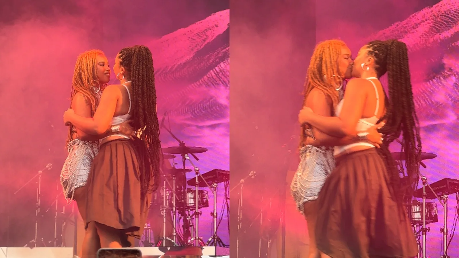 Melly beija Ana Lídia Furtado durante estreia no Rock in Rio