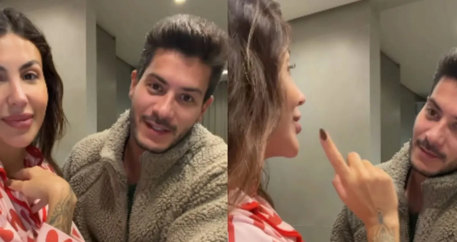 Arthur Aguiar e Jheny Santucci relembram descoberta da segunda gravidez