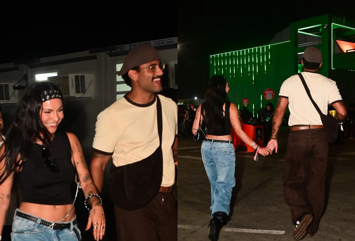 Lucas Pizane e Carla Farias aparecem de mãos dadas no Rock in Rio