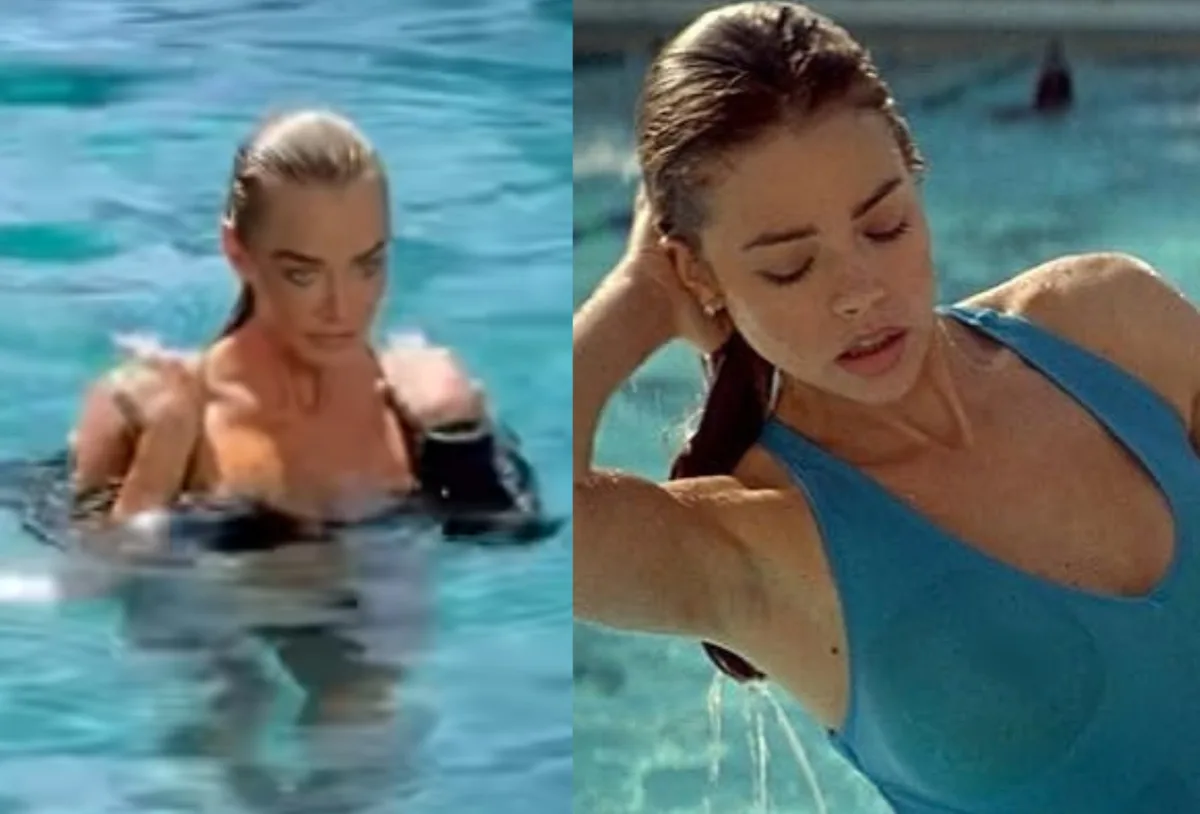 Denise Richards recria clima de Garotas Selvagens em ensaio na piscina