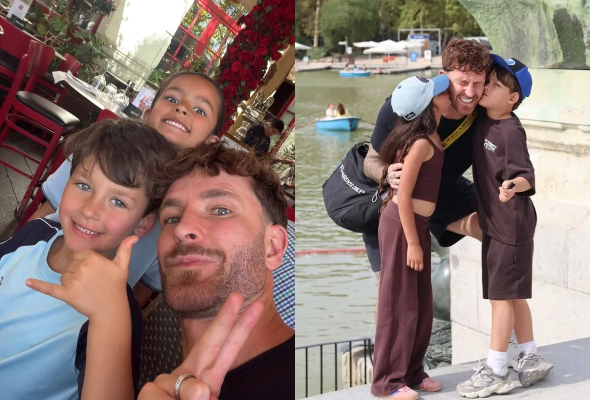 Léo Pereira compartilha fotos com os filhos durante dias em Madri
