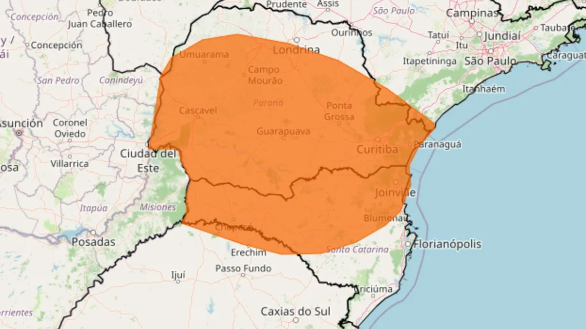 Alerta vale até a noite e inclui áreas de cinco estados