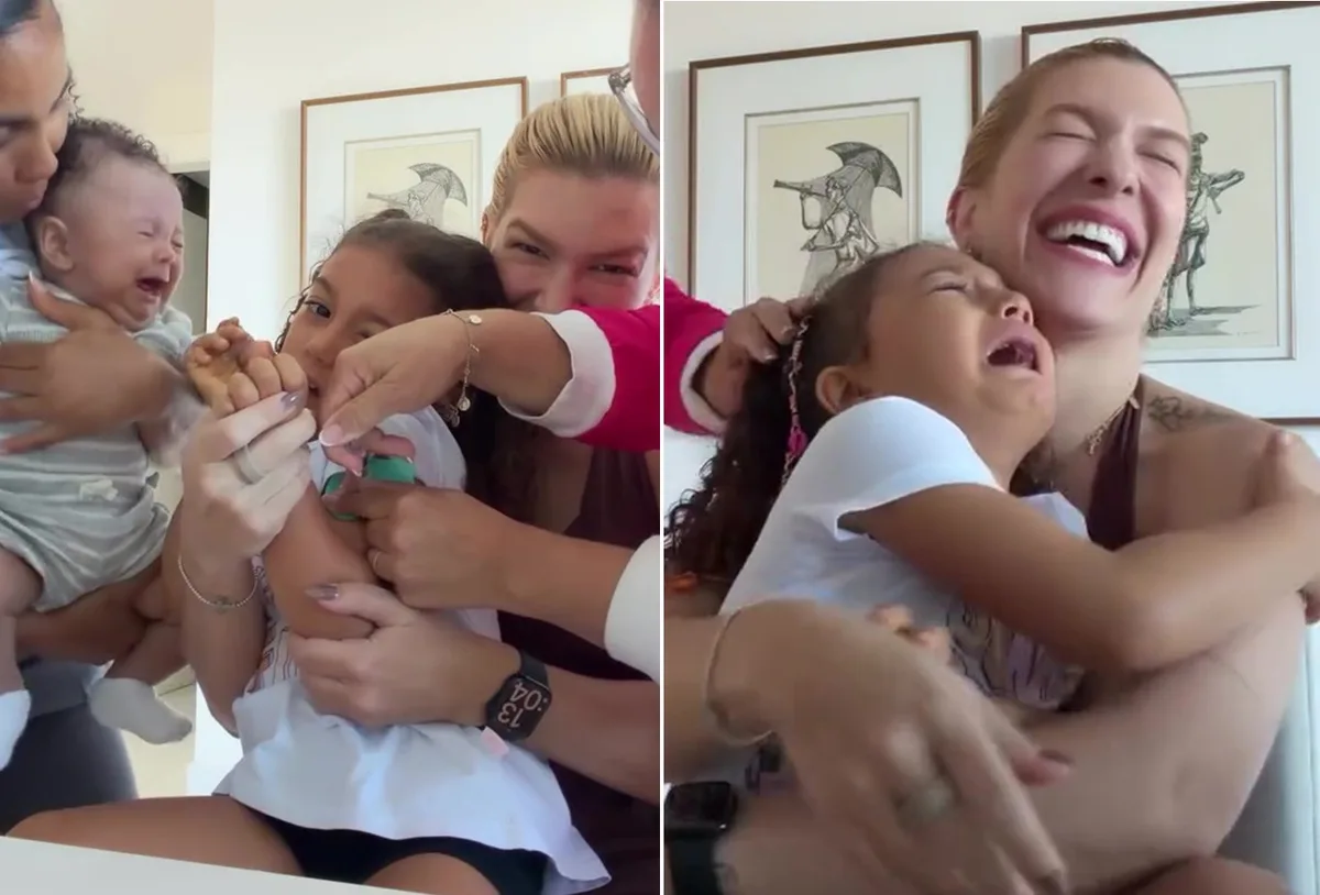 Lore Improta compartilha momentos de tensão e risadas durante vacinas dos filhos