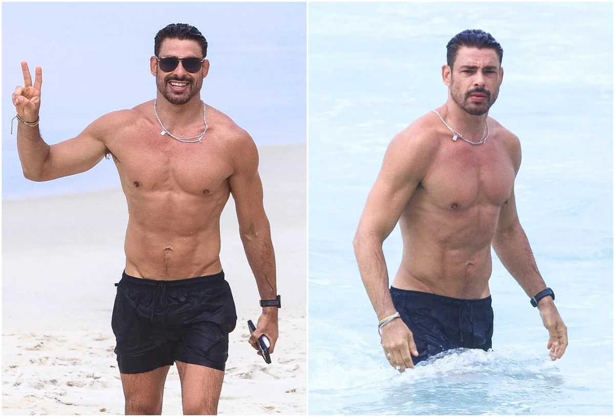 Cauã Reymond aproveita manhã na praia em meio a rumores de romance