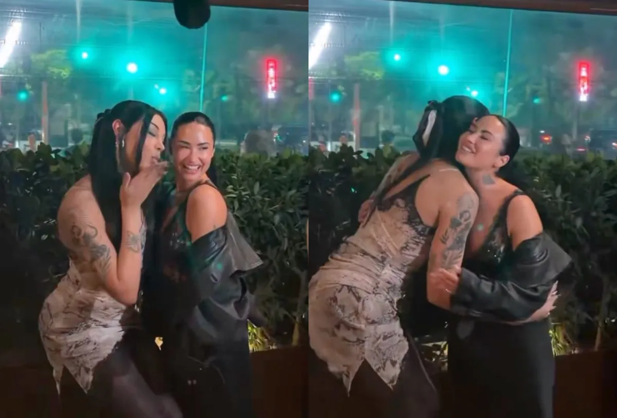 Demi Lovato e Pabllo Vittar se encontram em restaurante no Rio