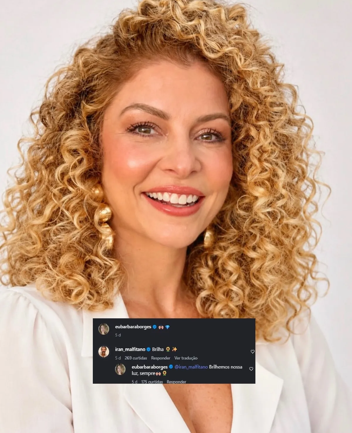 Bárbara Borges e Iran Malfitano trocam elogios e animam fãs
