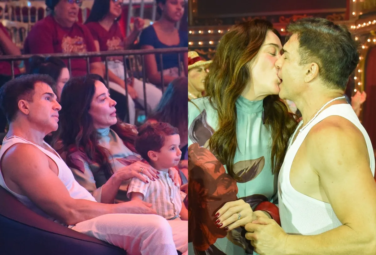 Claudia Raia leva marido e filho a circo durante temporada de musical