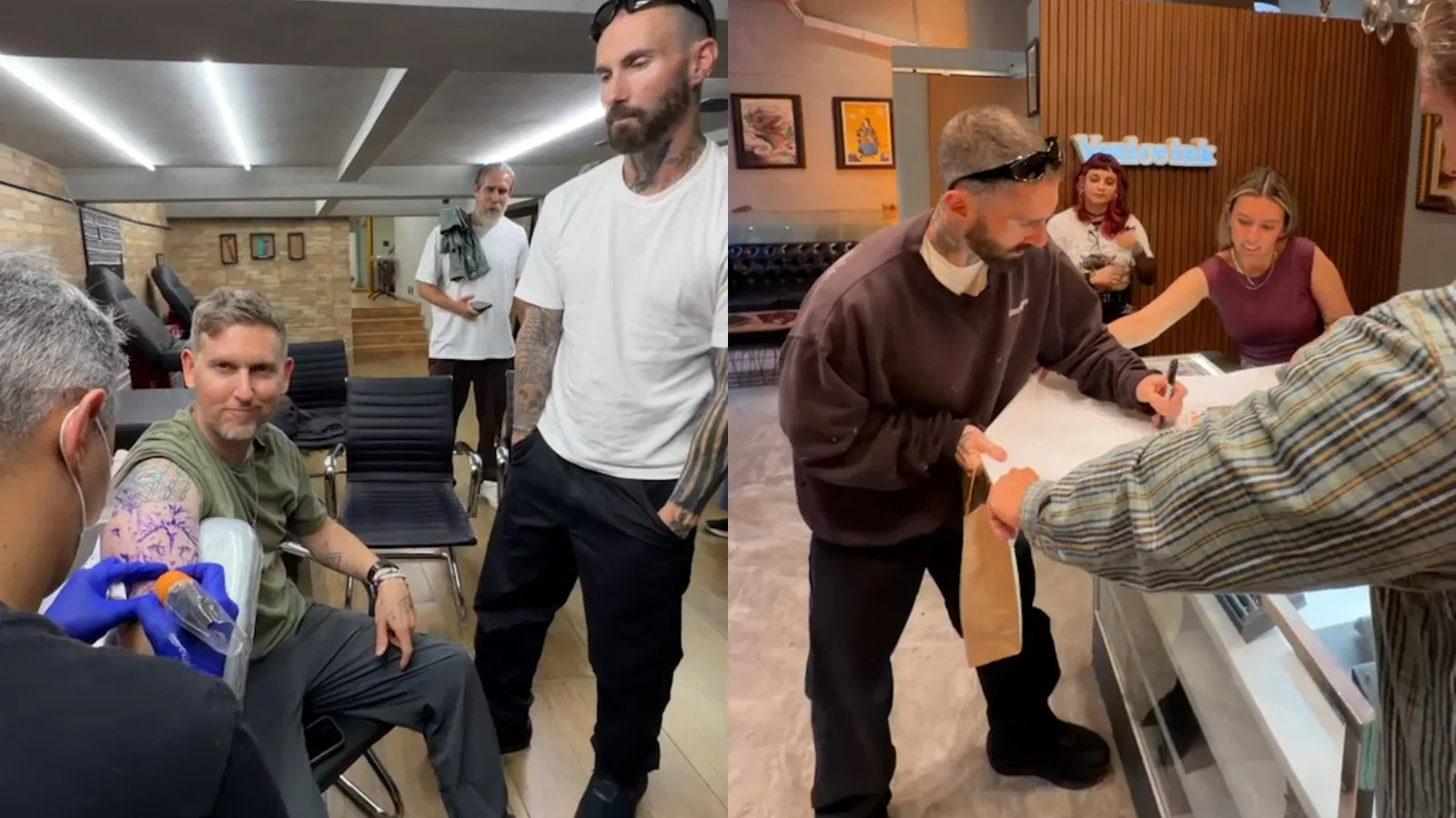 Integrantes do Maroon 5 fazem tatuagens durante passagem por São Paulo