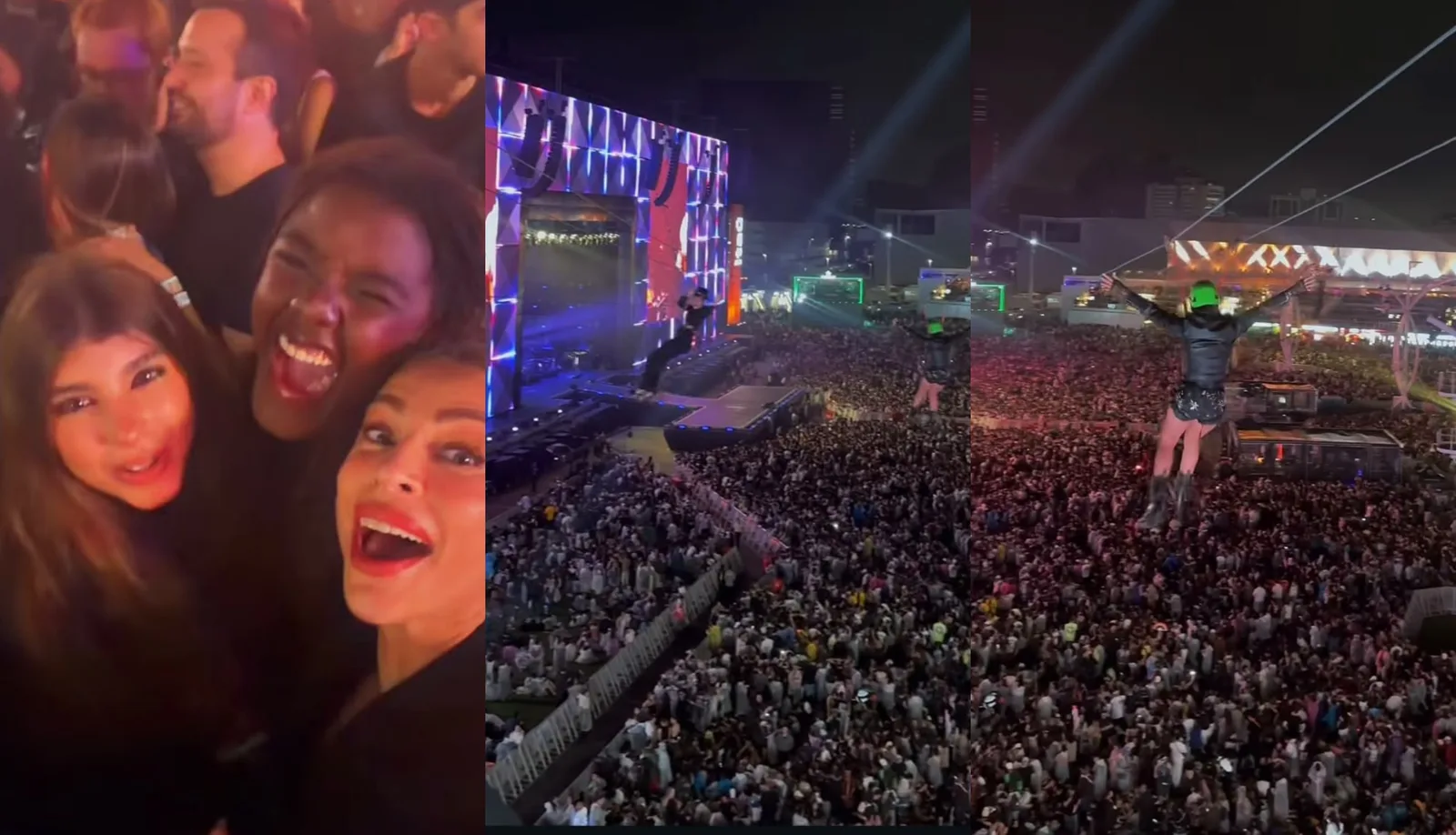 Grazi Massafera encara tirolesa do Rock in Rio ao lado da filha, Sofia