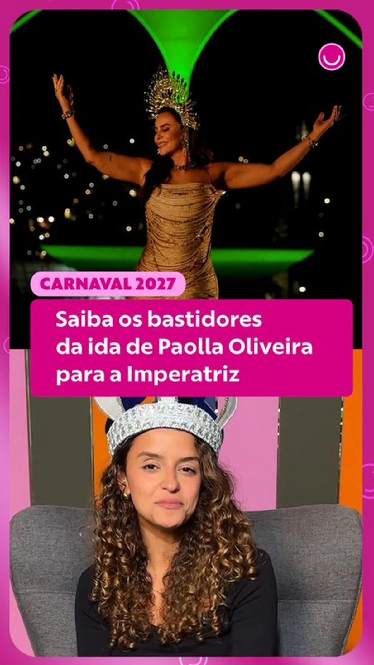 Paolla Oliveira anuncia IZA na coroação da Imperatriz