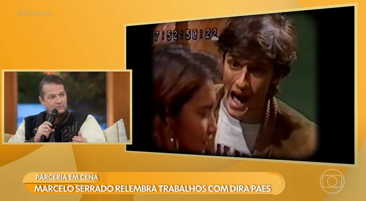 Marcelo Serrado se emociona ao rever teste de TV com Dira Paes