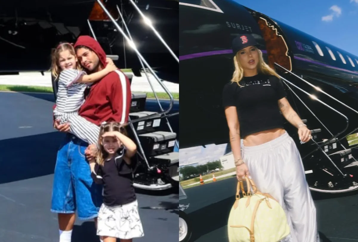 Virginia e Zé Felipe aparecem juntos em viagem com os três filhos