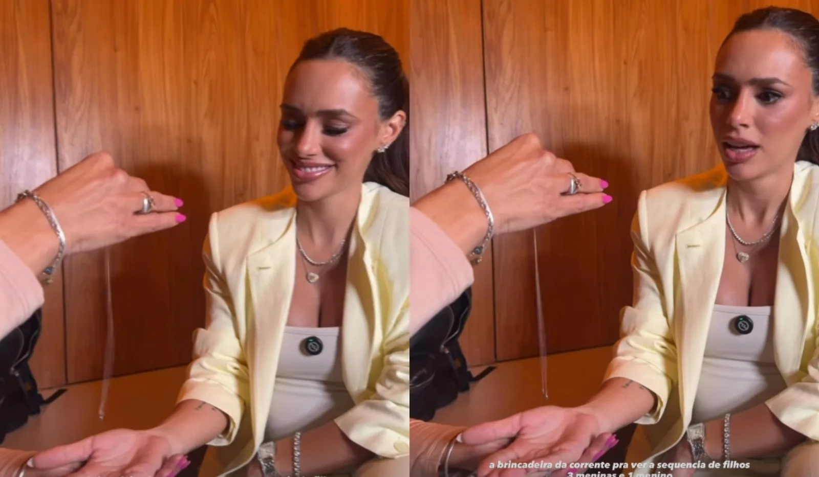 Bruna Biancardi brinca com previsão sobre próximo bebê durante gravação