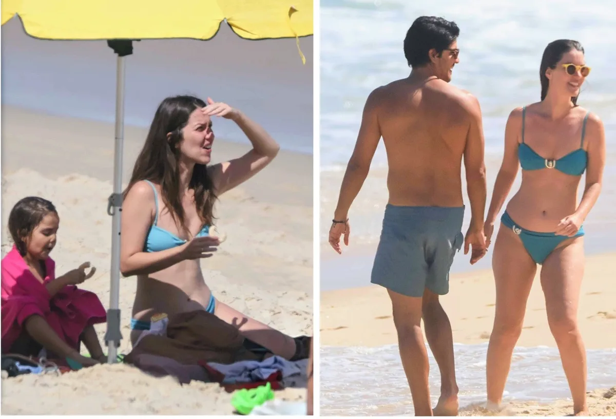 Nathalia Dill leva Eva à Praia de São Conrado durante folga da novela