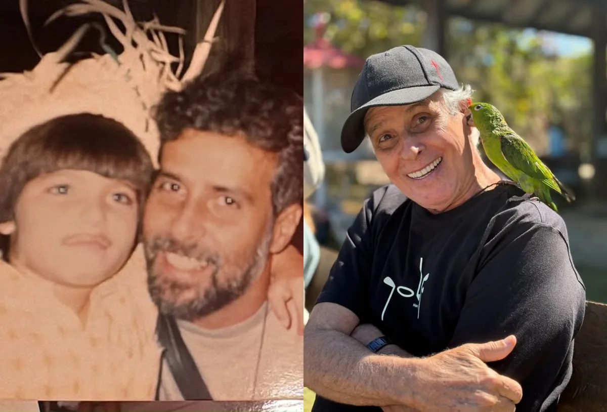 Bruno Gagliasso reúne fotos do pai com os filhos e revive lembranças da infância