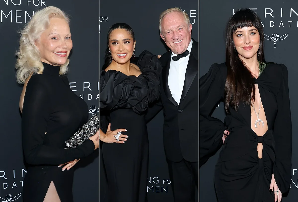Pamela Anderson e Salma Hayek participam de gala beneficente em Nova York
