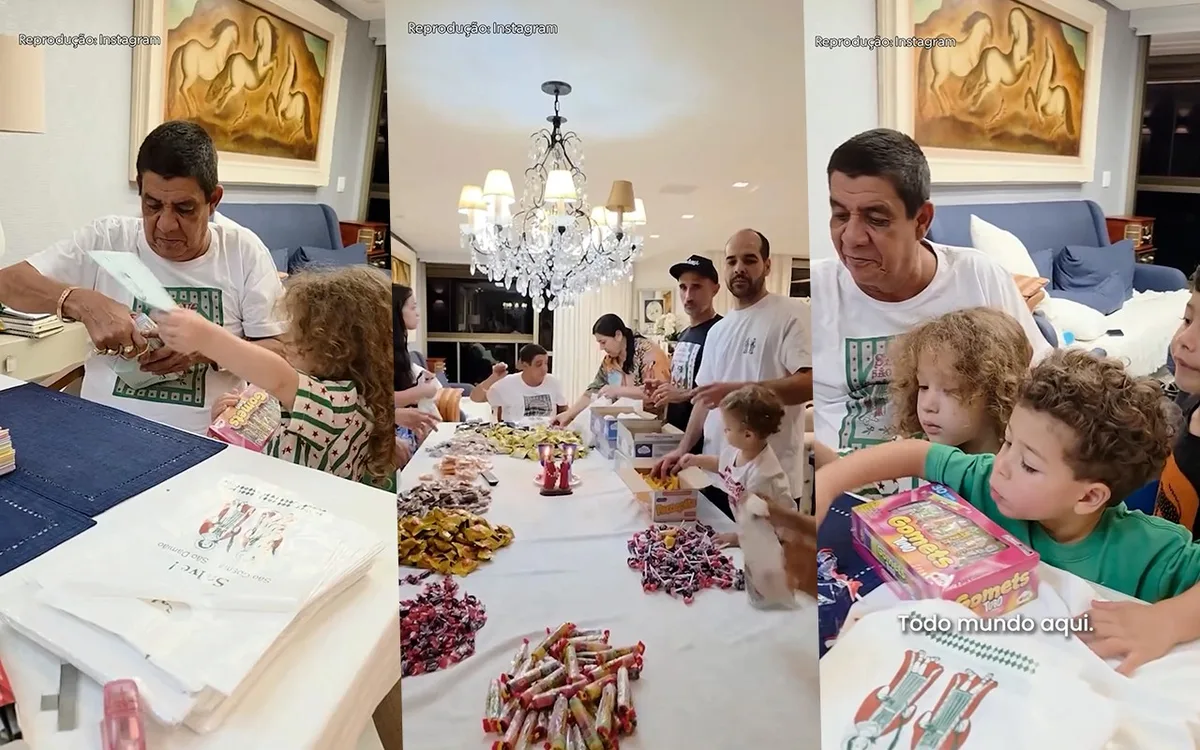 Zeca Pagodinho reúne família para preparar doces de Cosme e Damião