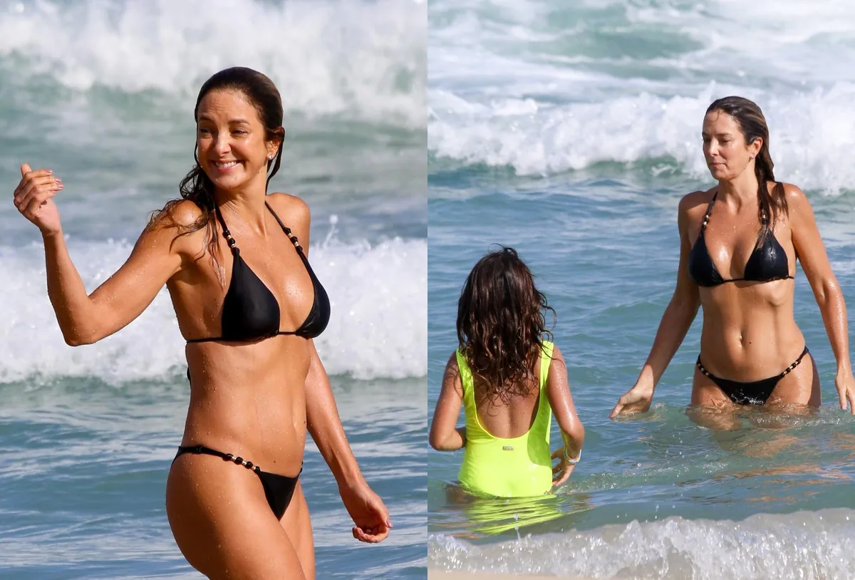 Ticiane Pinheiro vai à praia após ensaio para a Dança dos Famosos