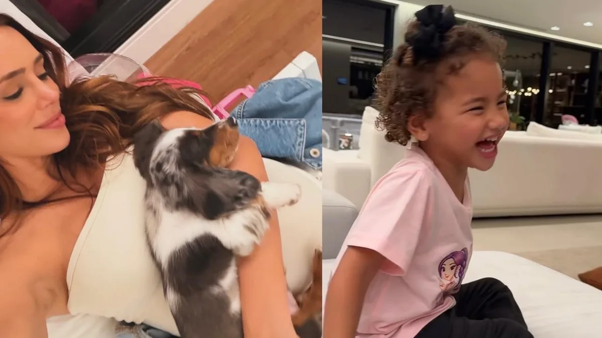 Mavie ri ao conhecer novo cachorrinho da família de Neymar e Bruna